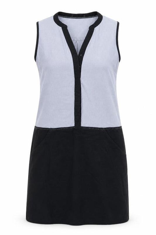 Womens Grey  Cotton A-Line  Size S  V-Neck Button