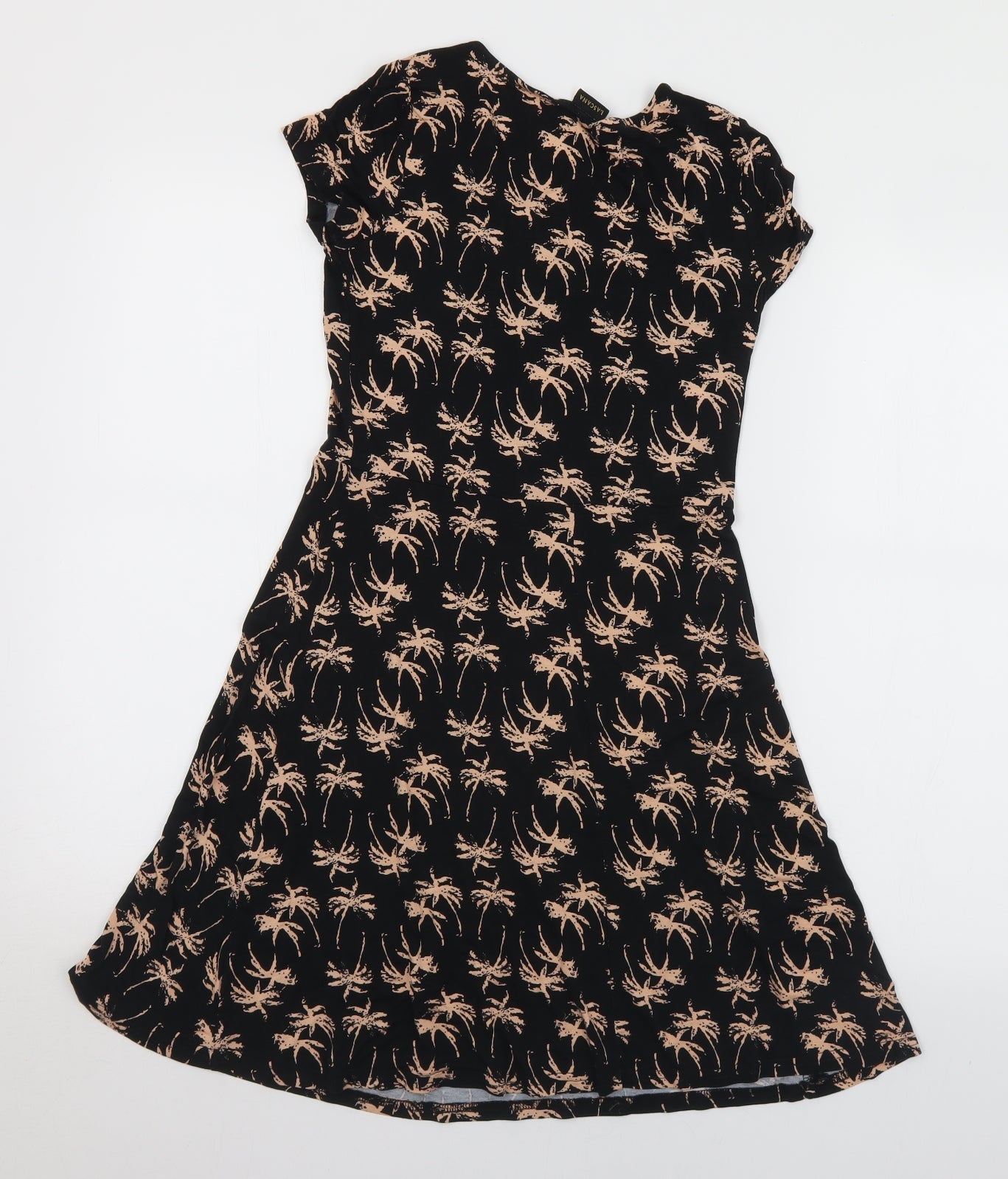 LASCANA Womens Black Geometric Viscose Skater Dress  Size S  V-Neck
