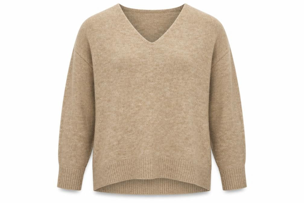 H&M Womens Brown V-Neck  Acrylic Pullover Jumper Size M