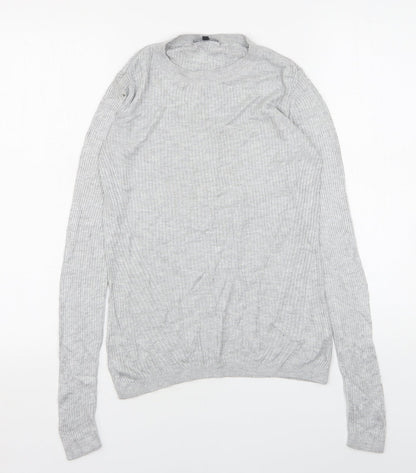 Warehouse Womens Grey Round Neck  Viscose Pullover Jumper Size 10