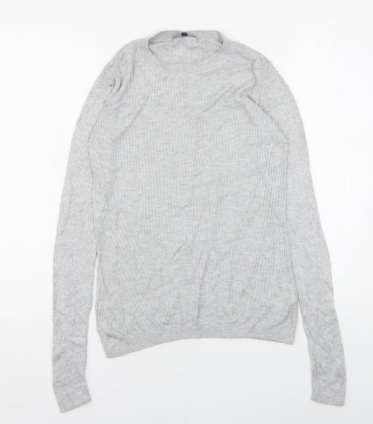 Warehouse Womens Grey Round Neck  Viscose Pullover Jumper Size 10