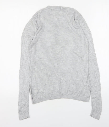 Warehouse Womens Grey Round Neck  Viscose Pullover Jumper Size 10