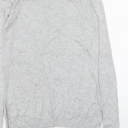 Warehouse Womens Grey Round Neck  Viscose Pullover Jumper Size 10