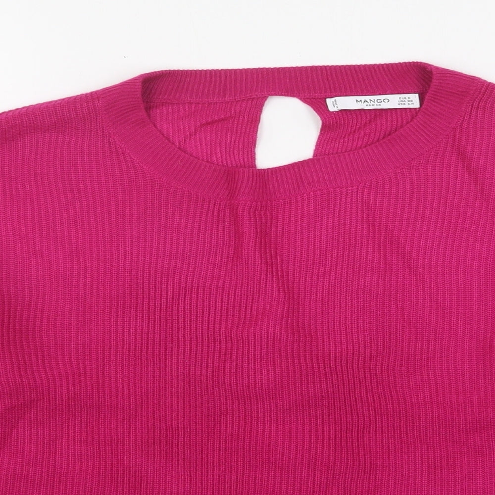 Mango Womens Pink Round Neck  Acrylic Pullover Jumper Size S