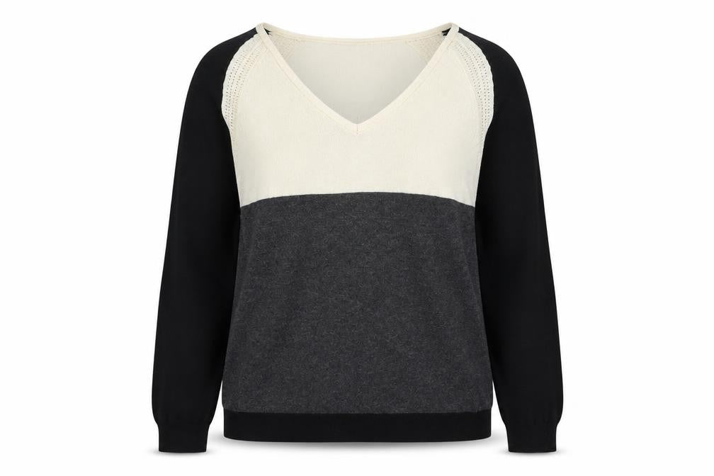 Marks & Spencer Womens Multicoloured V-Neck  Wool Pullover Jumper Size 8