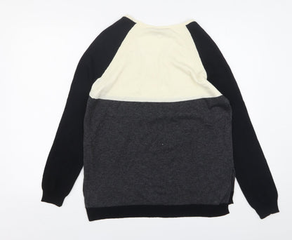Marks & Spencer Womens Multicoloured V-Neck  Wool Pullover Jumper Size 8