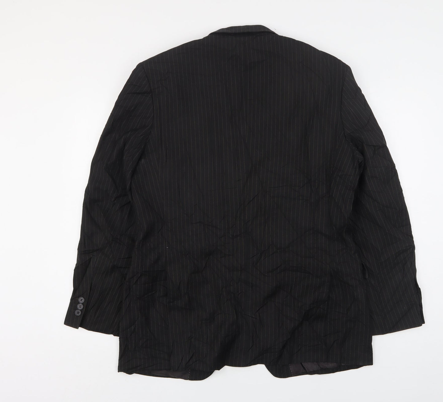 Burton  Mens Black Striped Polyester Jacket Suit Jacket Size 42