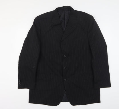 Preloved Armando Mens Black Striped Polyester Jacket Suit Jacket Size 46 - Front