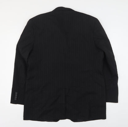 Preloved Armando Mens Black Striped Polyester Jacket Suit Jacket Size 46 - Back