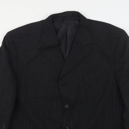 Preloved Armando Mens Black Striped Polyester Jacket Suit Jacket Size 46 - Detail