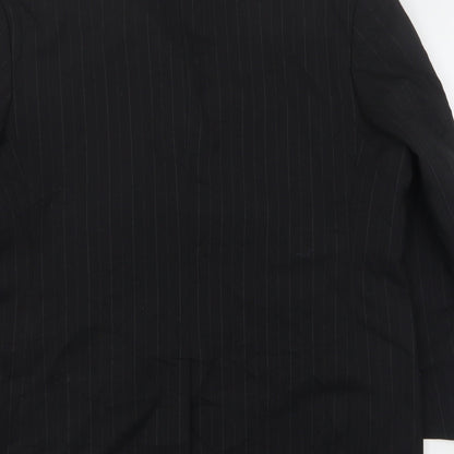 Preloved Armando Mens Black Striped Polyester Jacket Suit Jacket Size 46 - Label