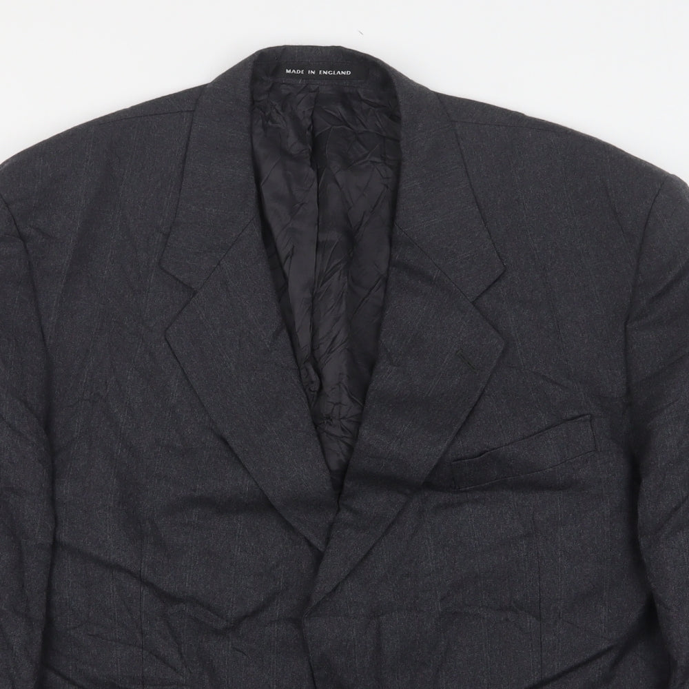 The Level Mens Grey Striped Wool Jacket Suit Jacket Size 46