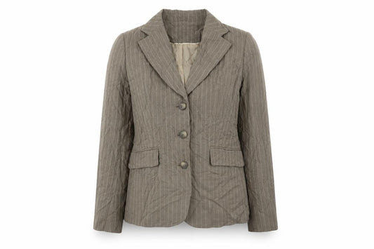 Marks & Spencer Womens Beige Striped Polyester Jacket Suit Jacket Size 8