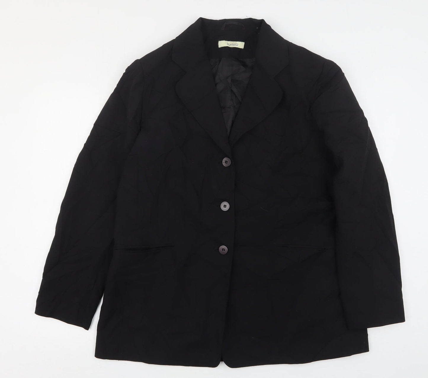 Classics Womens Black  Polyester Jacket Suit Jacket Size 16