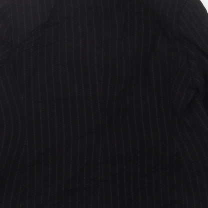 AMARANTO Womens Black Striped Polyester Jacket Suit Jacket Size 14