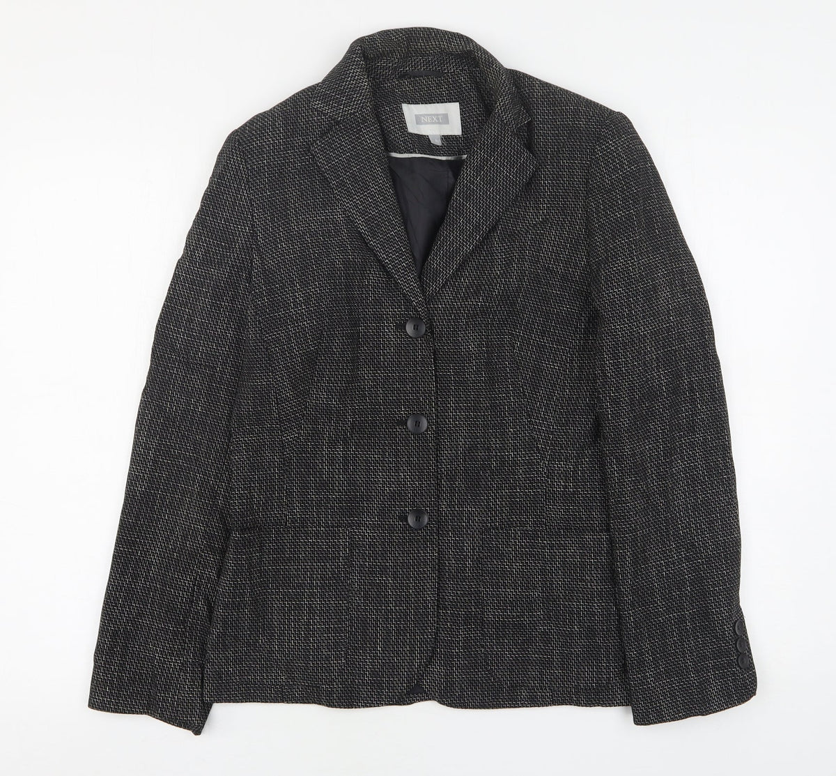 NEXT Womens Grey Geometric Polyester Jacket Suit Jacket Size 8