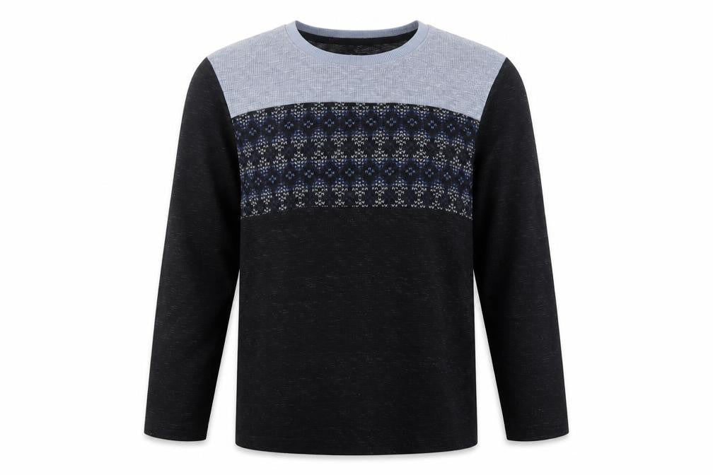 Jockey Mens Blue Round Neck Fair Isle Polyester Pullover Jumper Size M