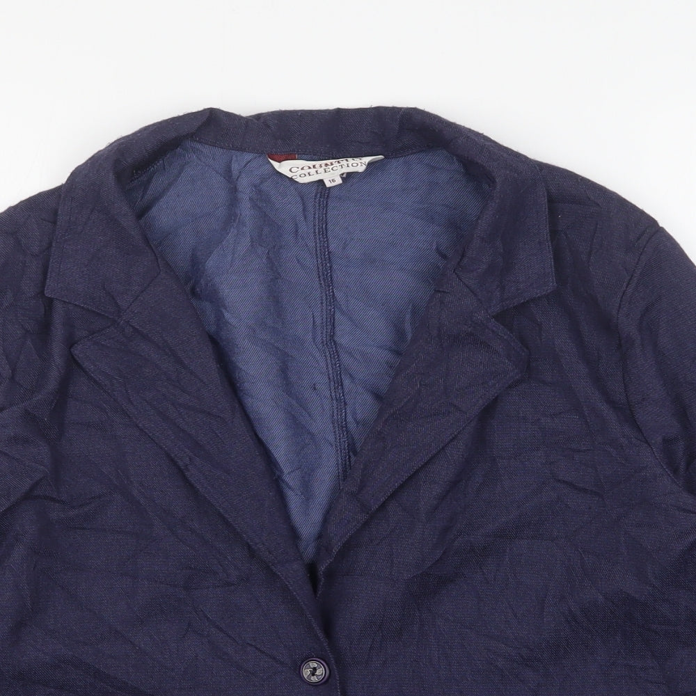 Country Collection  Womens Blue  Polyester Jacket Blazer Size 16