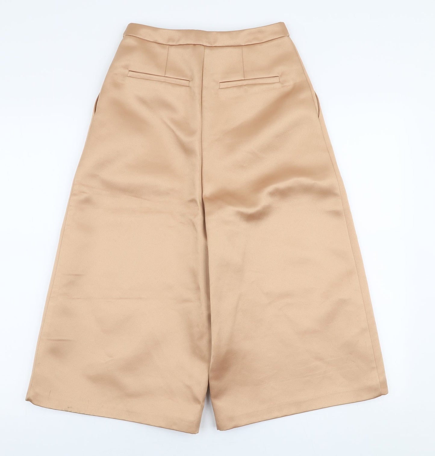 Topshop Womens Gold  Polyester Capri Trousers Size 6  Regular Zip