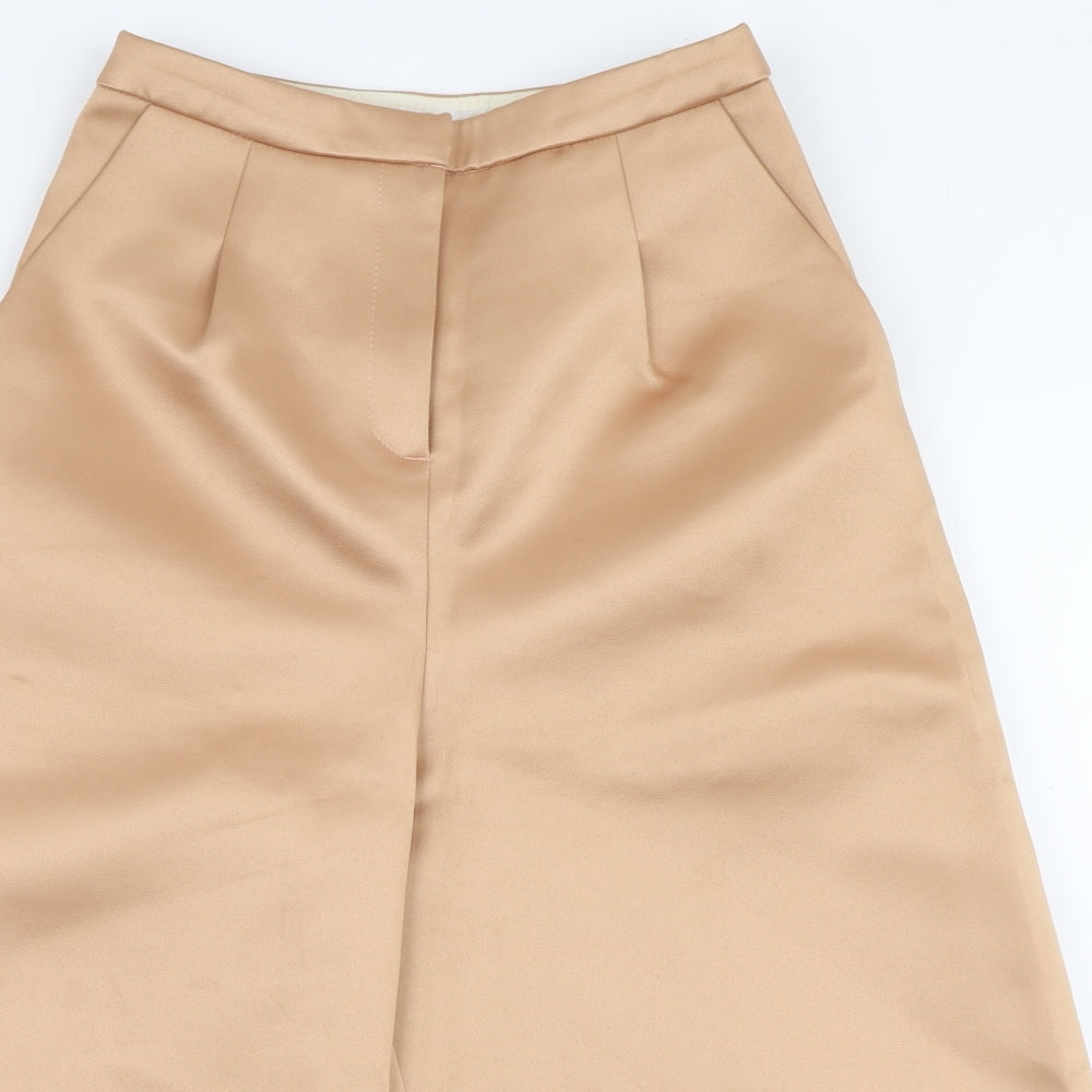 Topshop Womens Gold  Polyester Capri Trousers Size 6  Regular Zip