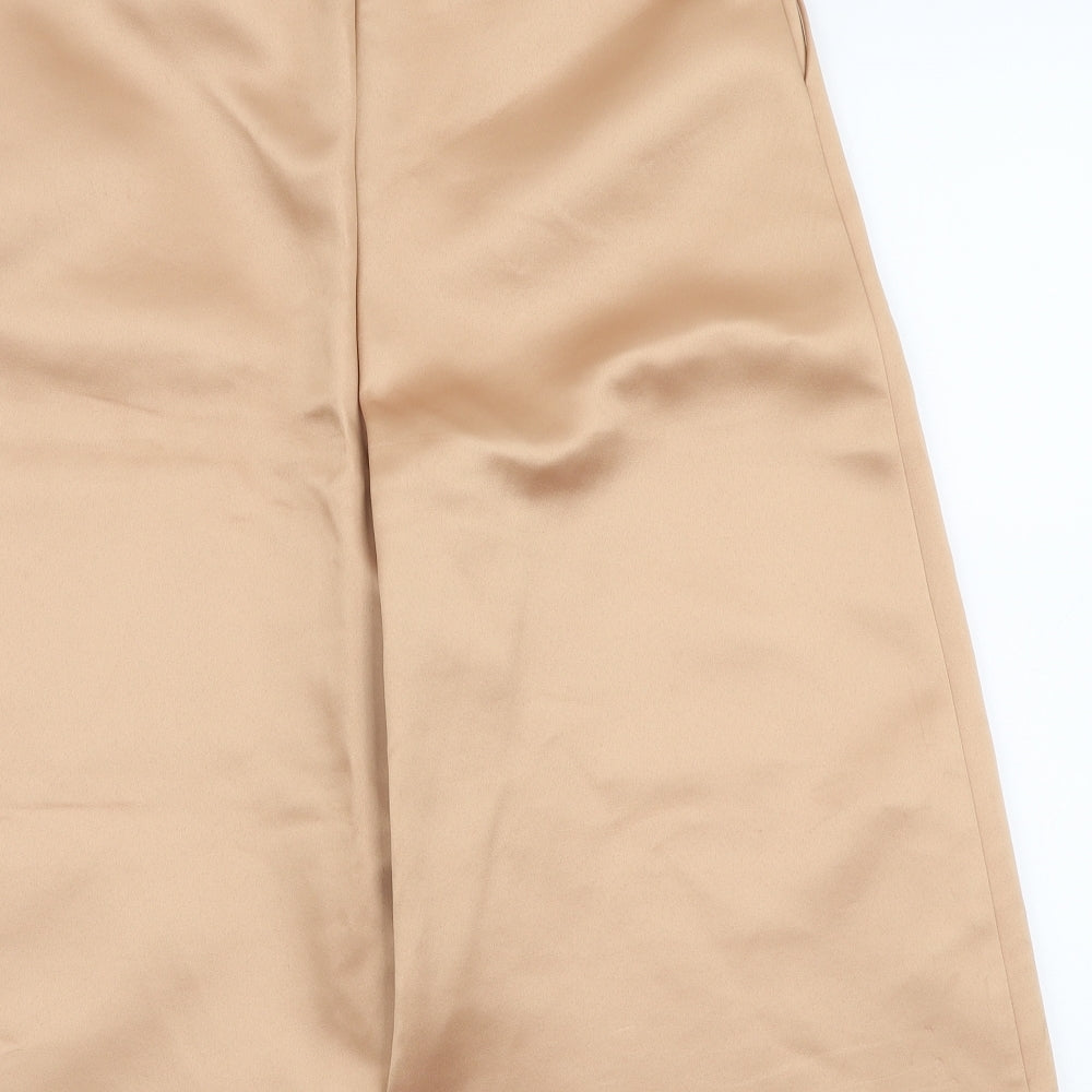 Topshop Womens Gold  Polyester Capri Trousers Size 6  Regular Zip