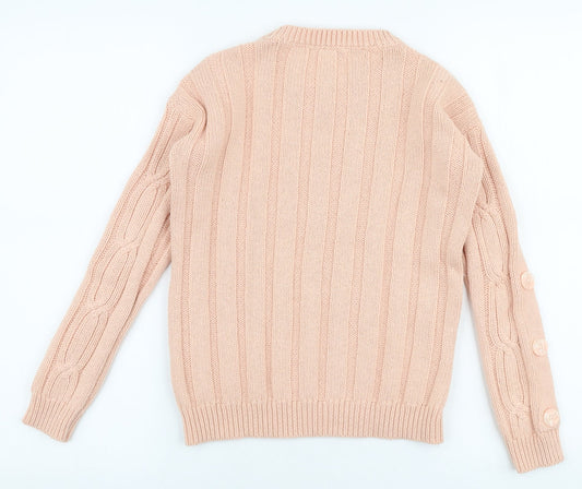 Marks and Spencer Womens Pink Round Neck  Cotton Pullover Jumper Size 8