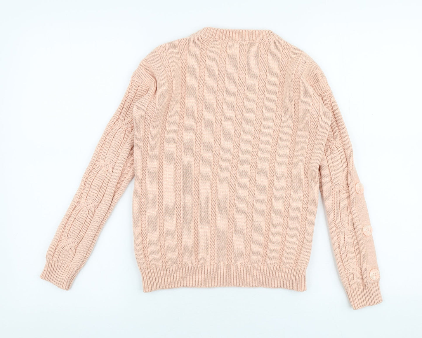 Marks and Spencer Womens Pink Round Neck  Cotton Pullover Jumper Size 8