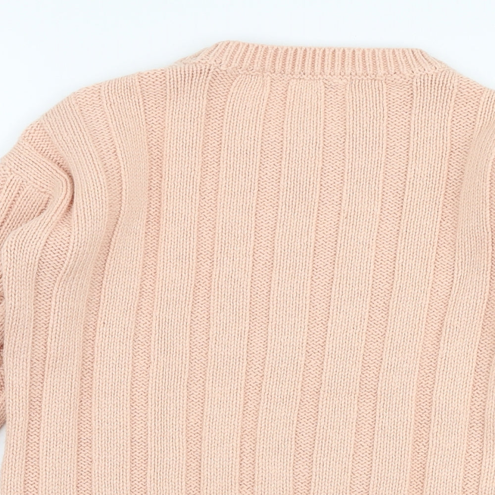 Marks and Spencer Womens Pink Round Neck  Cotton Pullover Jumper Size 8