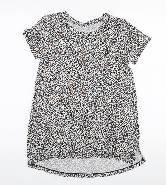 Cuddlduds Womens Multicoloured Animal Print Modal Jersey T-Shirt Size S Round Neck