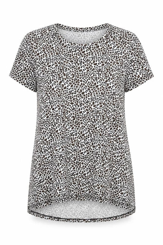 Cuddlduds Womens Multicoloured Animal Print Modal Jersey T-Shirt Size S Round Neck