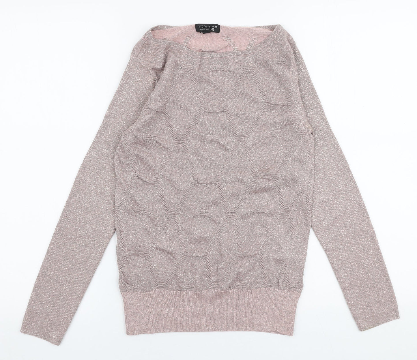 Topshop Womens Pink Round Neck  Viscose Pullover Jumper Size 8