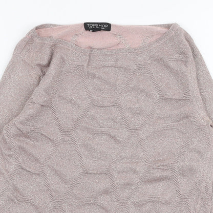 Topshop Womens Pink Round Neck  Viscose Pullover Jumper Size 8