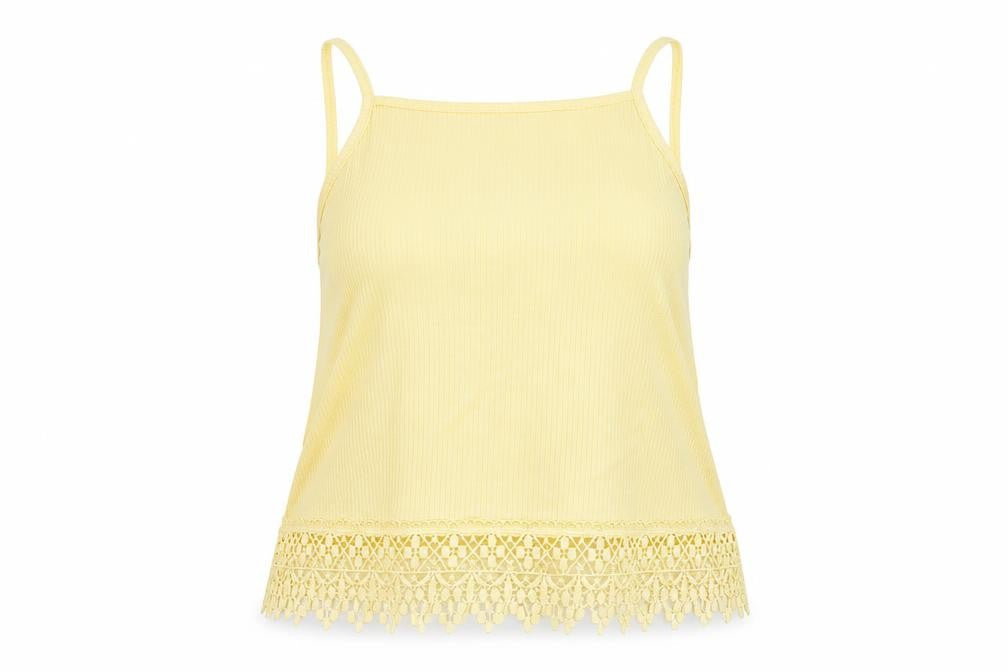 New Look Womens Yellow  Polyester Basic Tank Size 12 Square Neck