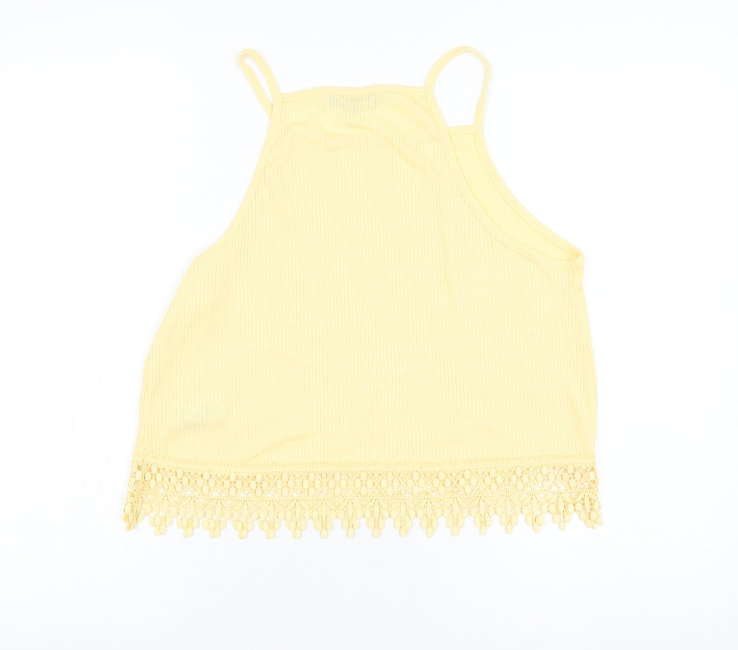 New Look Womens Yellow  Polyester Basic Tank Size 12 Square Neck