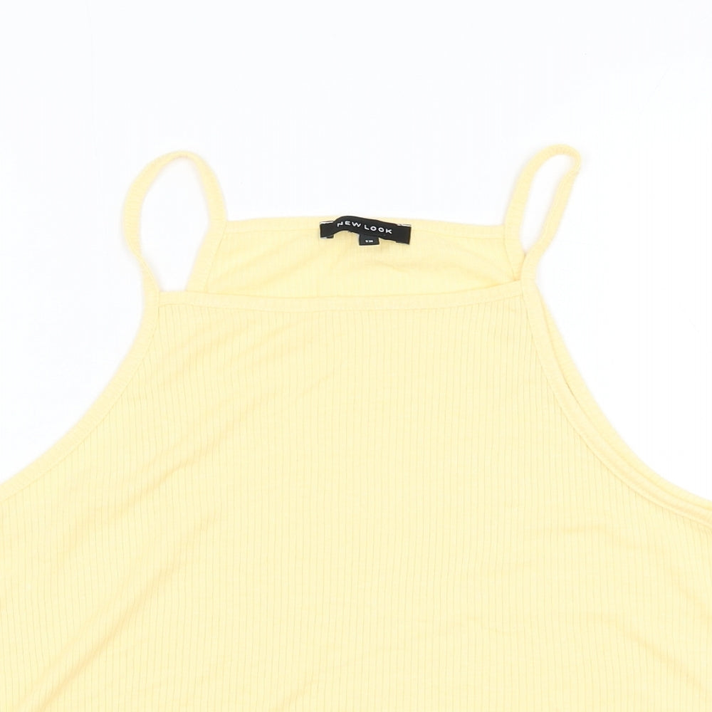 New Look Womens Yellow  Polyester Basic Tank Size 12 Square Neck