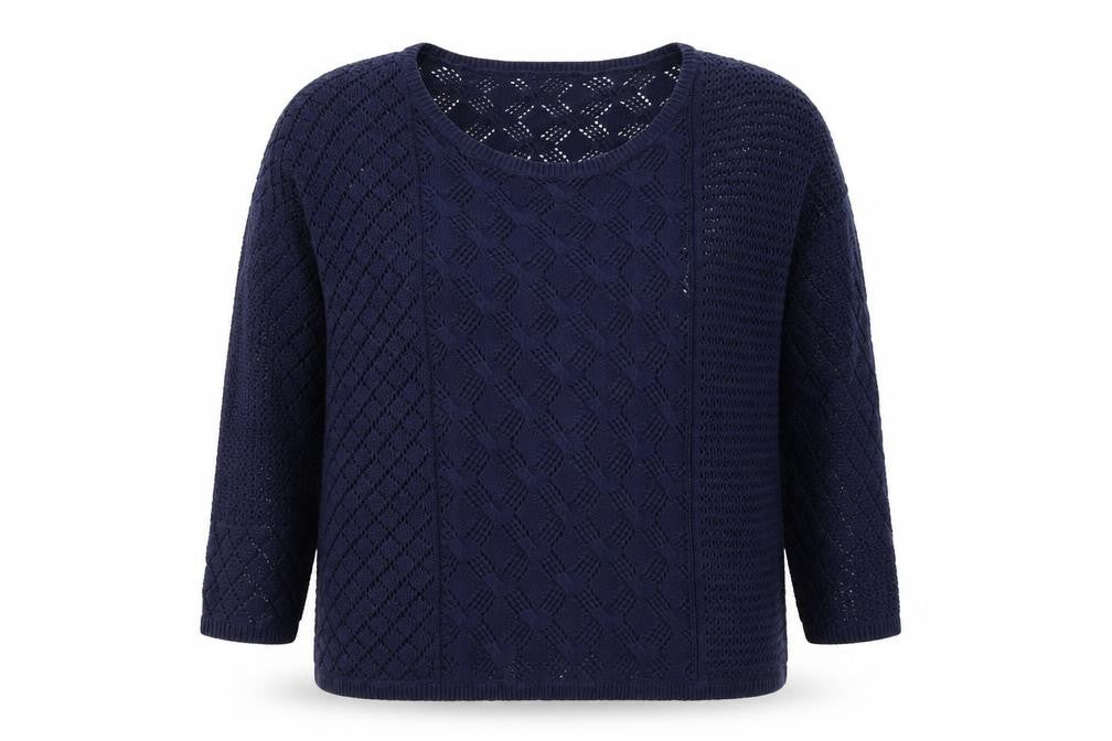 Monsoon Womens Blue Round Neck  Cotton Pullover Jumper Size M