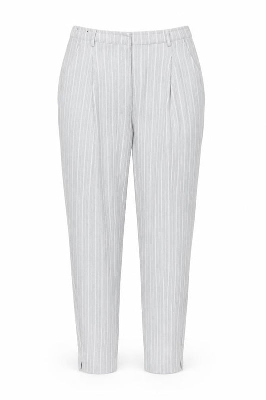 New Look Womens Grey Striped Polyester Carrot Trousers Size 8 L26 in Regular Zip