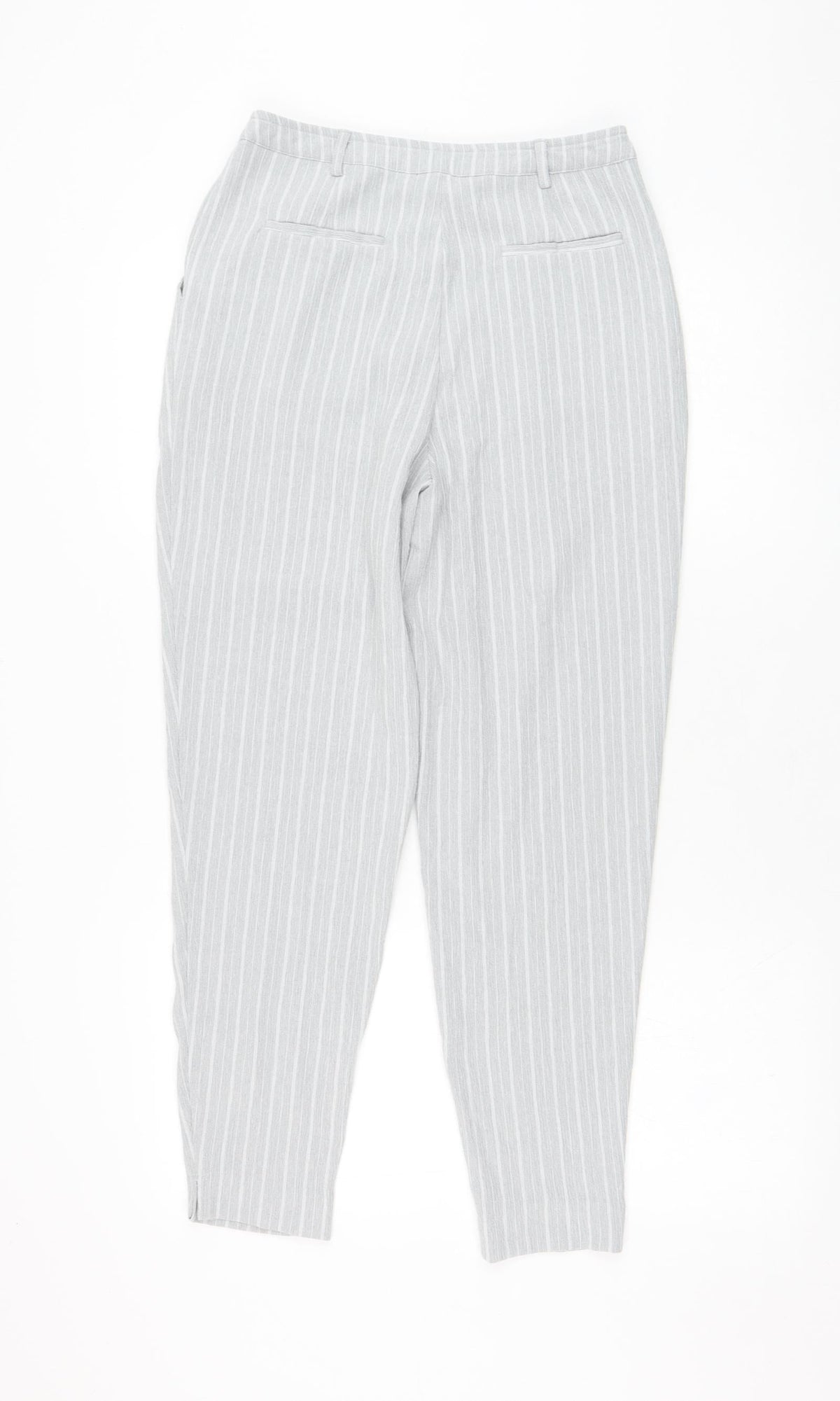 New Look Womens Grey Striped Polyester Carrot Trousers Size 8 L26 in Regular Zip