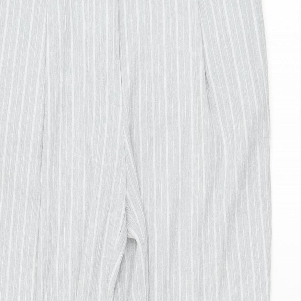 New Look Womens Grey Striped Polyester Carrot Trousers Size 8 L26 in Regular Zip