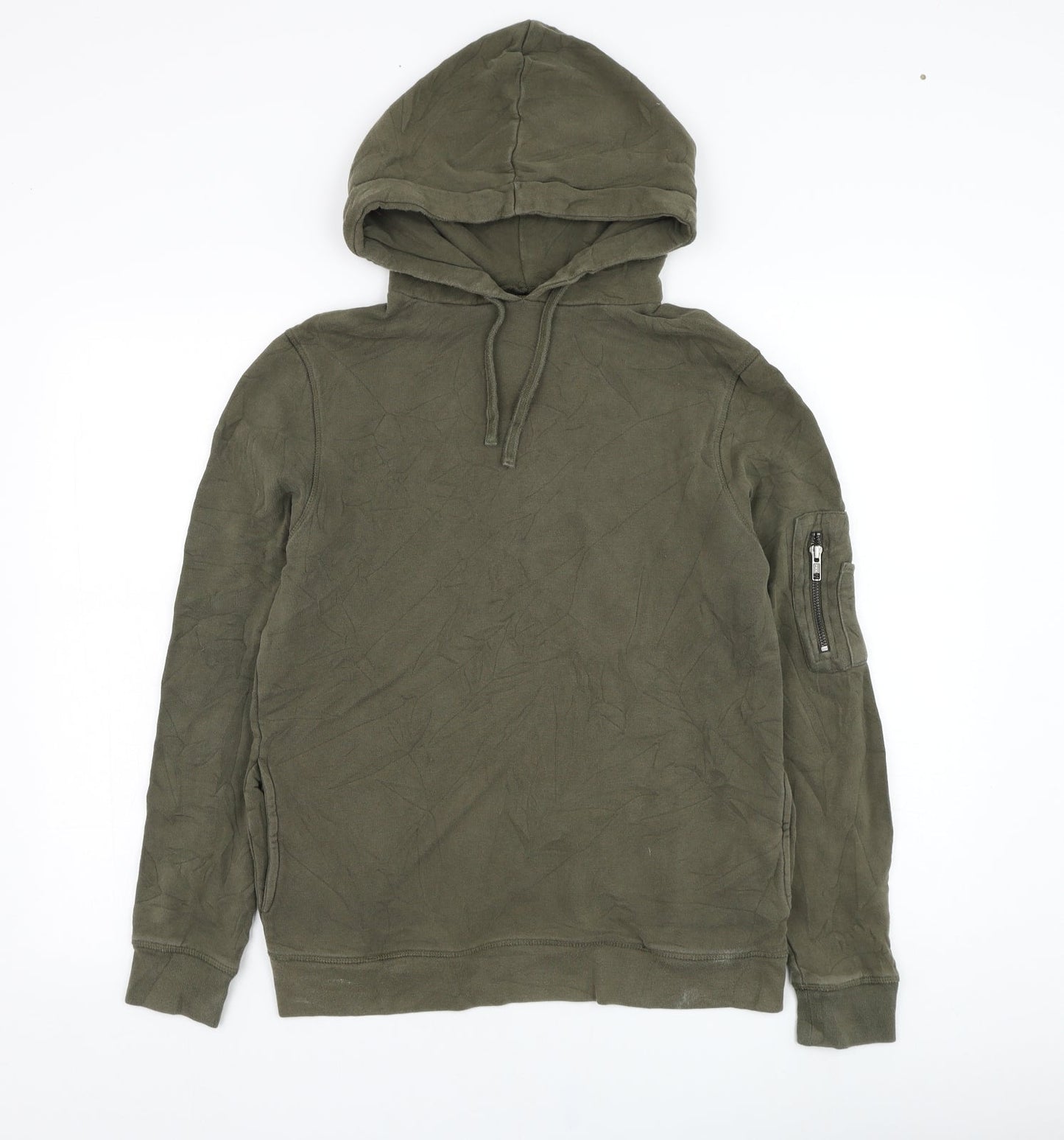River Island Mens Green  Cotton Pullover Hoodie Size XS
