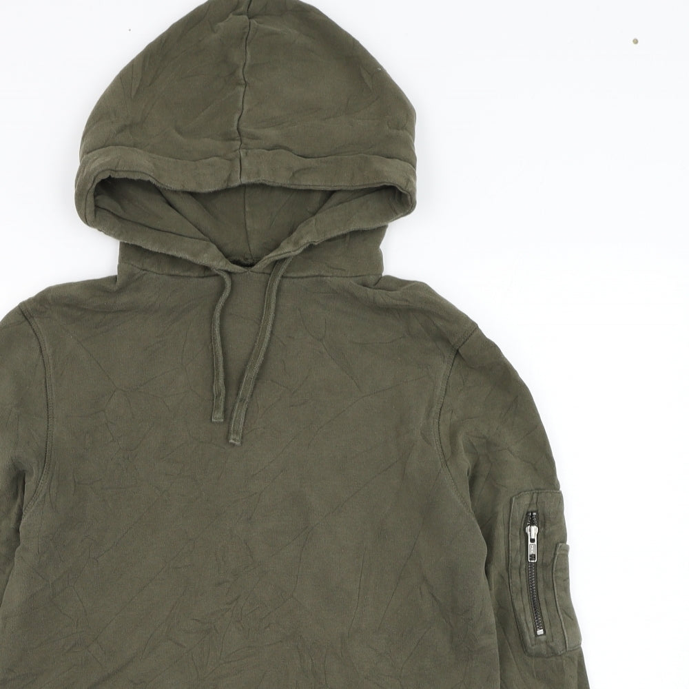 River Island Mens Green  Cotton Pullover Hoodie Size XS