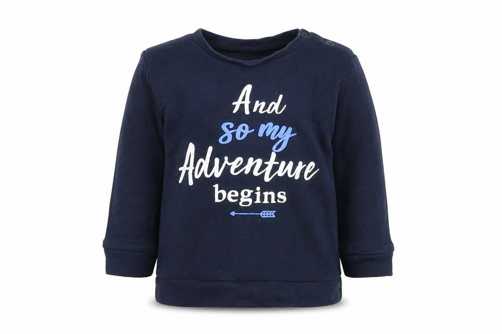 Pep&co Boys Blue  Cotton Basic T-Shirt Size 12-18 Months Round Neck Pullover - Slogan