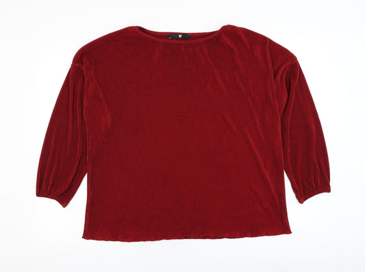 Very Womens Red  Polyester Basic Blouse Size 16 Round Neck