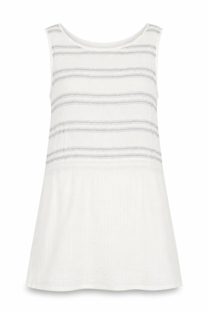 Mango Womens White Striped Polyester Basic Blouse Size S Round Neck