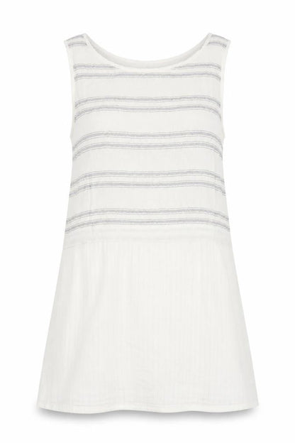 Mango Womens White Striped Polyester Basic Blouse Size S Round Neck