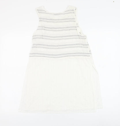 Mango Womens White Striped Polyester Basic Blouse Size S Round Neck