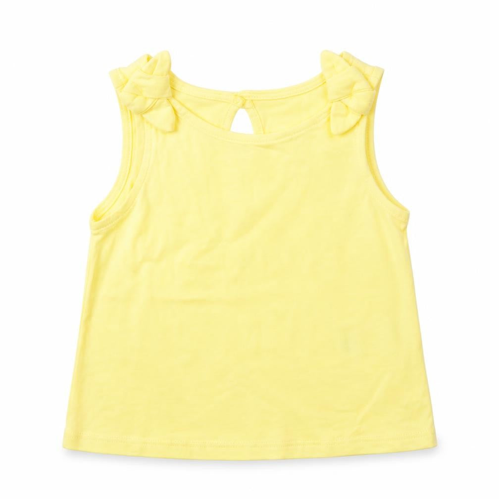 Primark Girls Yellow  Cotton Basic Tank Size 6-9 Months Round Neck