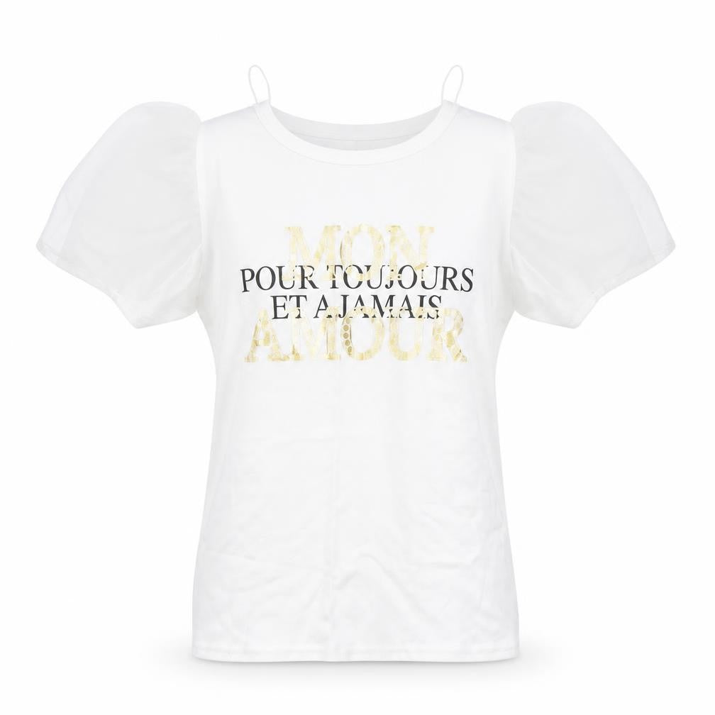 Quiz Womens White  Cotton Basic T-Shirt Size 6 Round Neck