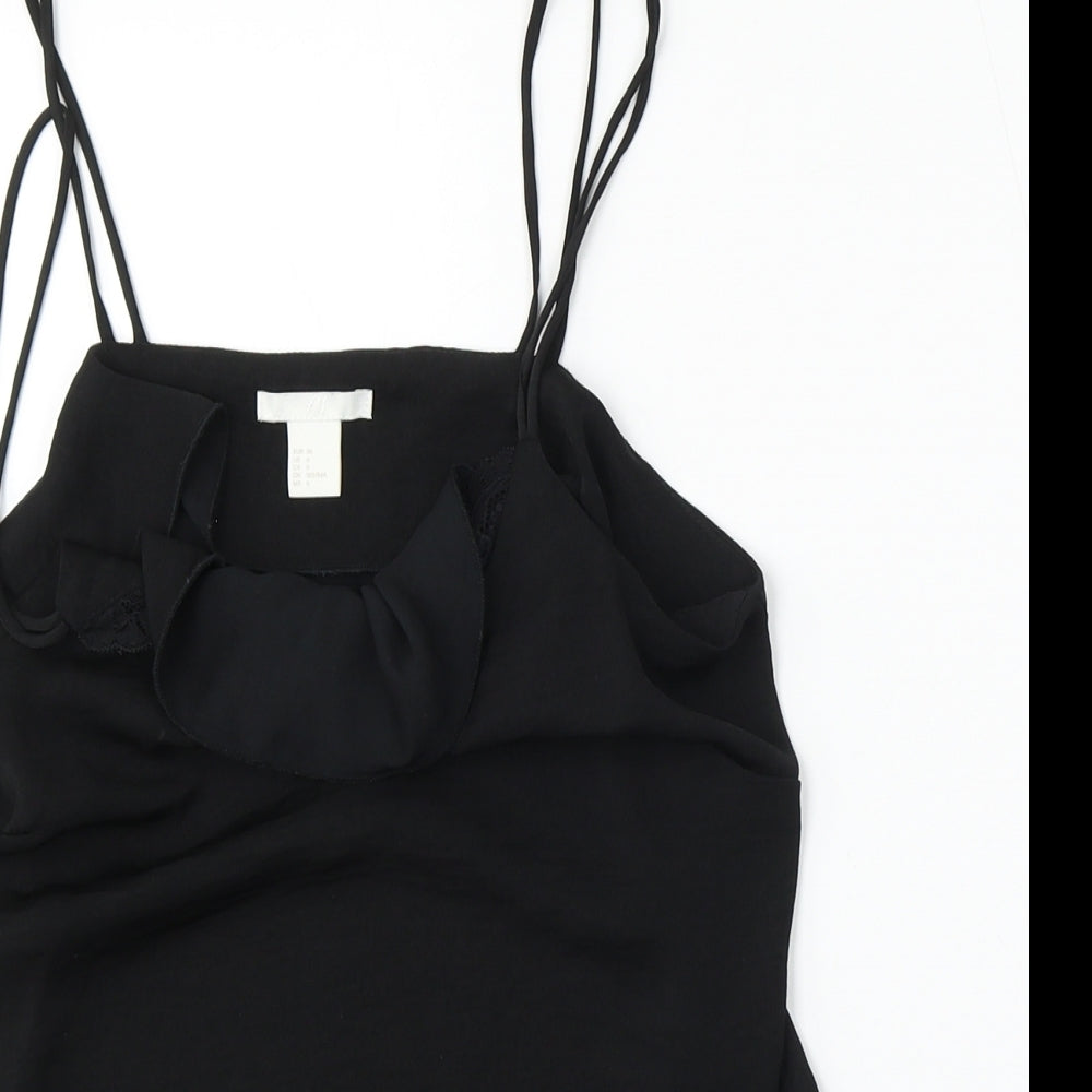 H&M Womens Black  Polyester Basic Tank Size 6 Round Neck