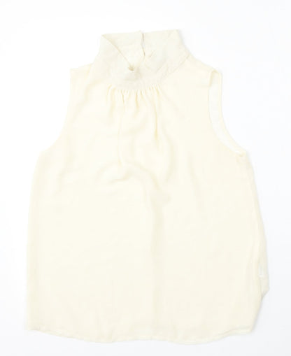 New Look Womens Beige  Polyester Basic Tank Size 10 Round Neck